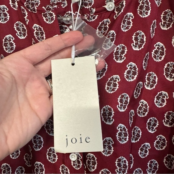 NWT Joie Noleen Jumpsuit in Rhubarb 100% silk button chest pockets - Picture 7 of 15